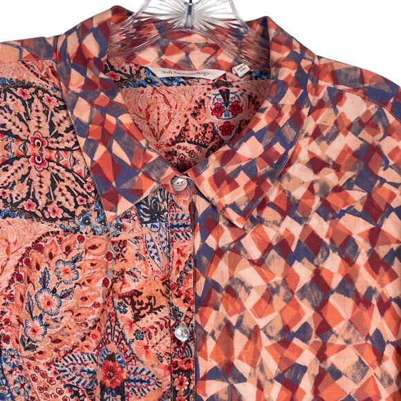 Soft Surroundings Atacama Patchwork Maxi Dress 1X Boho Orange Blue - Picture 16 of 16